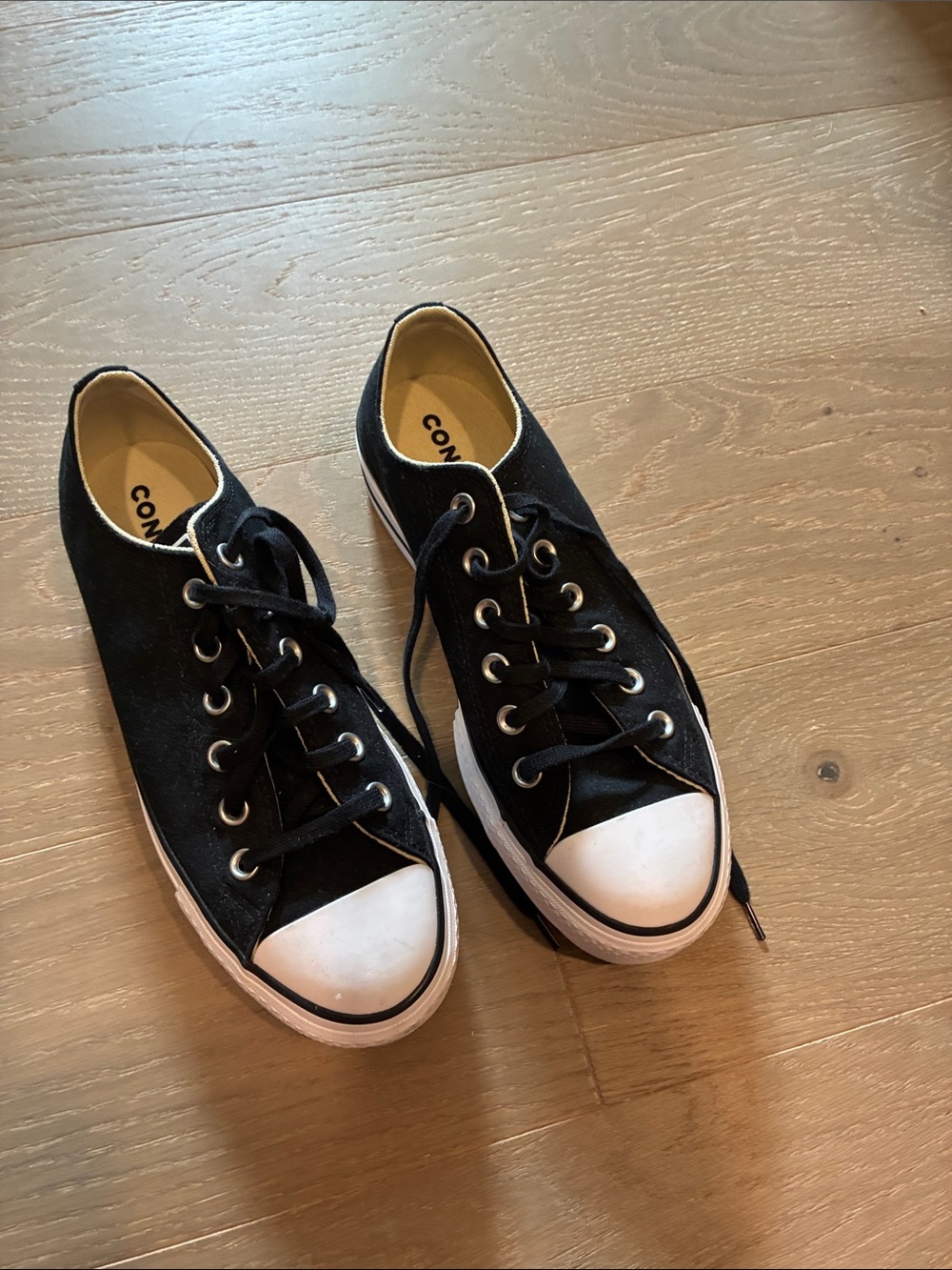 Converse Black Low Top Canvas Sneakers with White Toe Caps